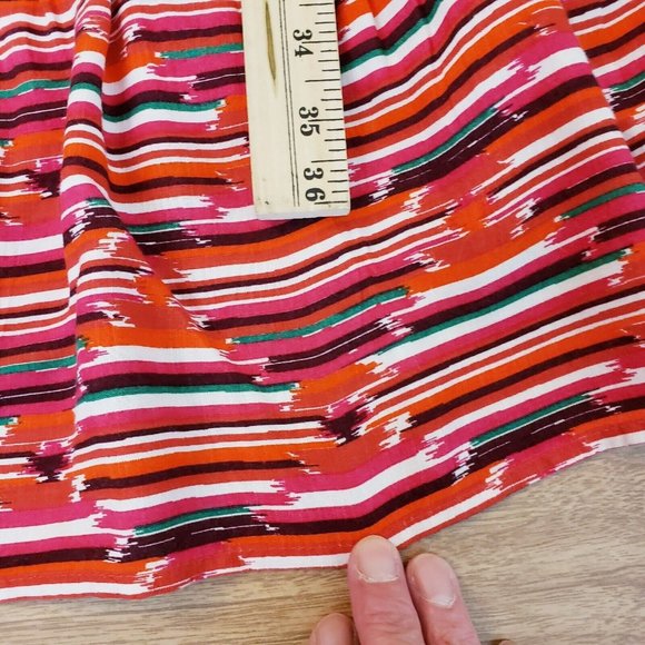 Loft Ikat Womens Dress Size 6 Red Pink Smocked Back Western Ruffle Desert NEW - Picture 14 of 15